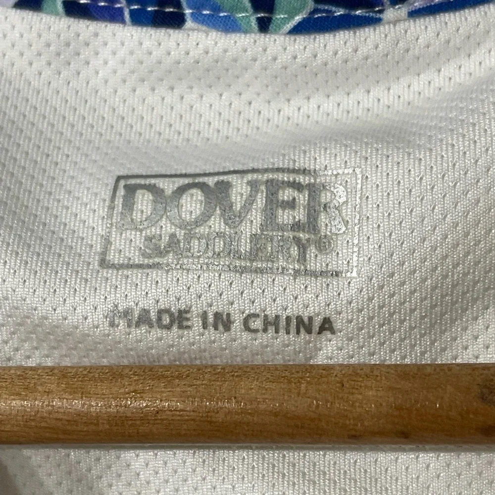 Dover Saddlery | White Polo with Blue Geometric Collar - Picture 3 of 4